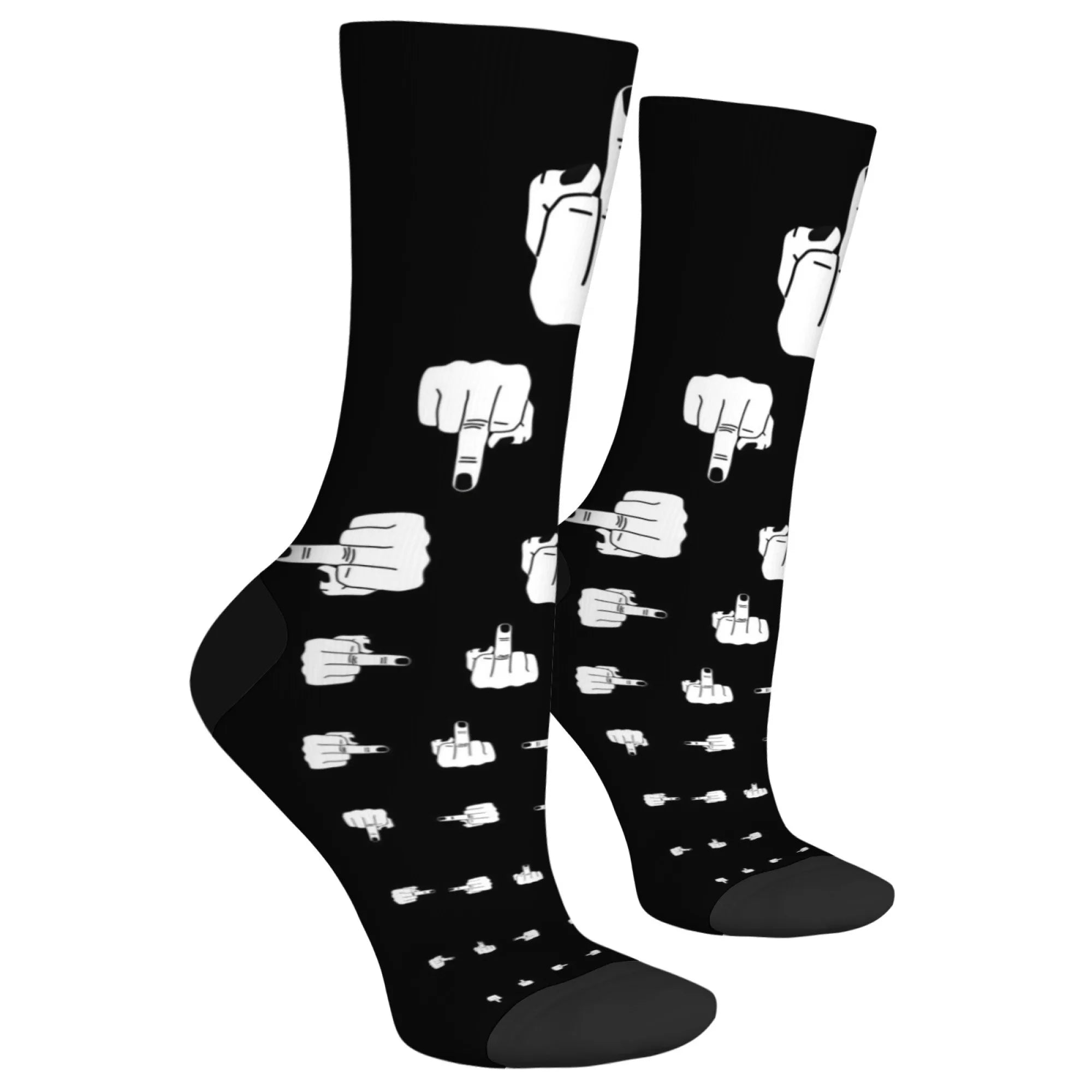 Men's Funny Finger Art Harajuku Socks - Hip Hop Novelty Party Happy Gift Socks - lily supply