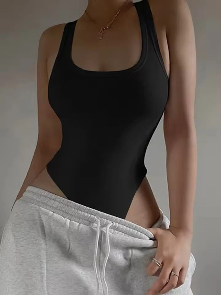 Women's Knit Bodysuit Off Shoulder Halter Top