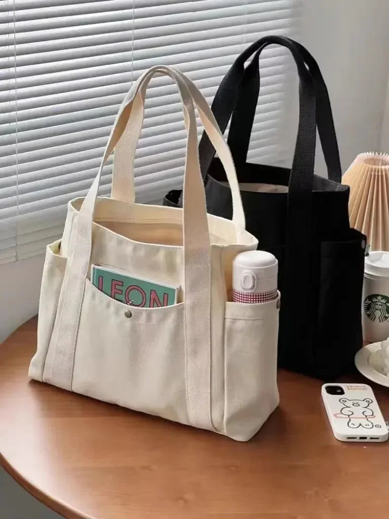 Large Capacity Canvas Tote Bag - Commuter Art Student Shoulder Bag