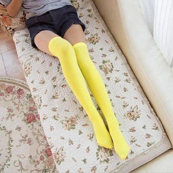 Women's Over Knee Thigh High Stockings - Black White Lolita Long Socks - lily supply