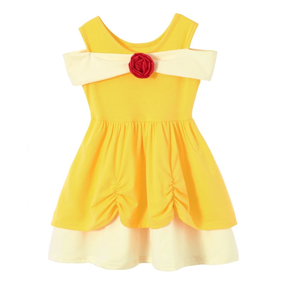 Children's Casual Dress for Girls Mermaid Rapunzel Dress One - Shoulder Sling Short Sleeve Princess Costume Summer Casual Vest - lily supply