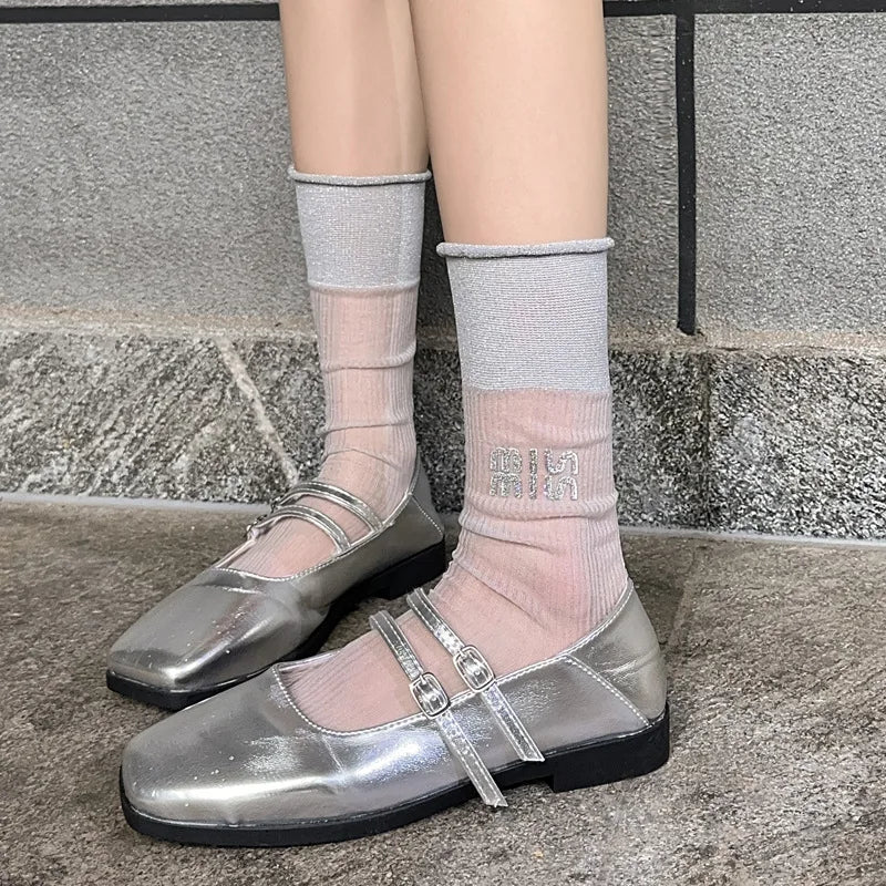 Women's Ballet Lace Glass Wire Transparent Socks – Sheer Ankle Socks - lily supply