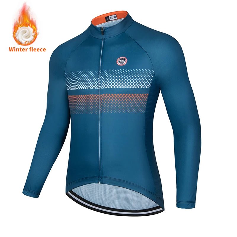 Men's 2025 Winter Thermal Fleece Cycling Jersey – Long Sleeve MTB Bike Shirt - lily supply