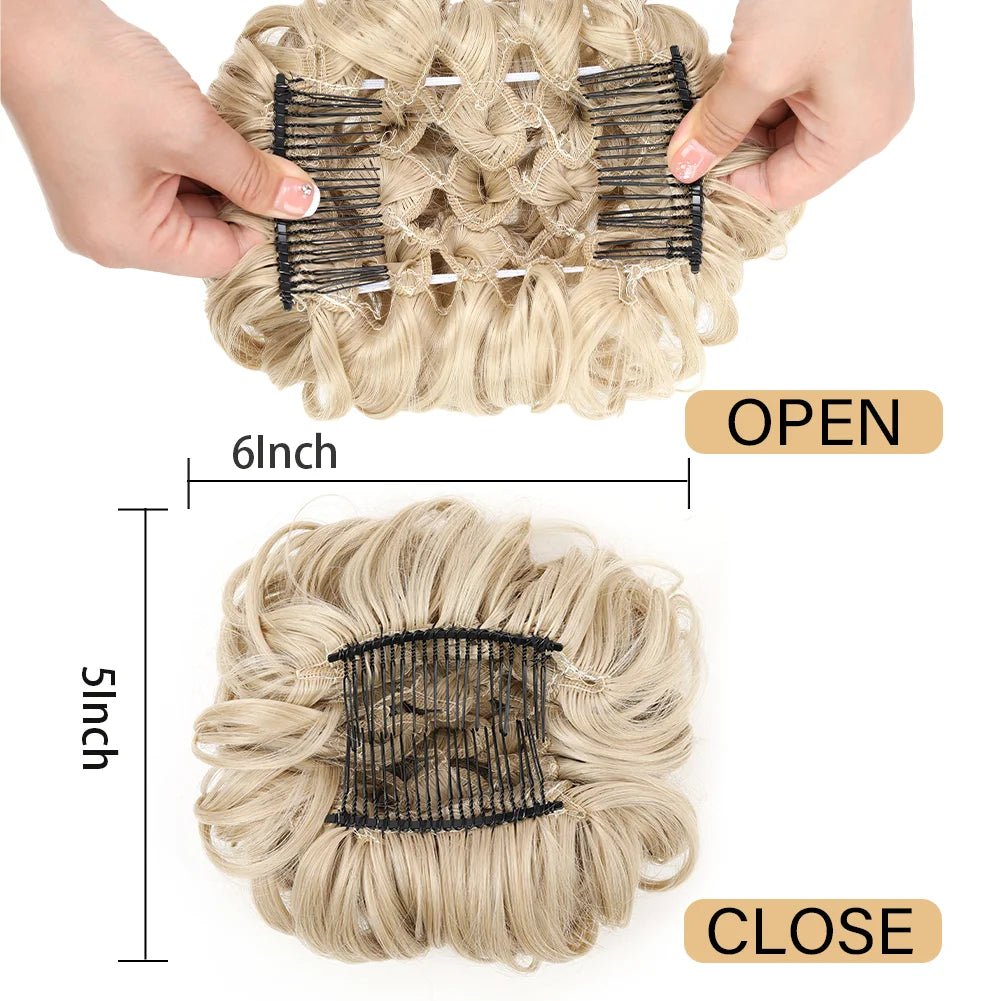 Short Messy Curly Synthetic Hair Bun Extension - Updo Scrunchie Chignon - lily supply
