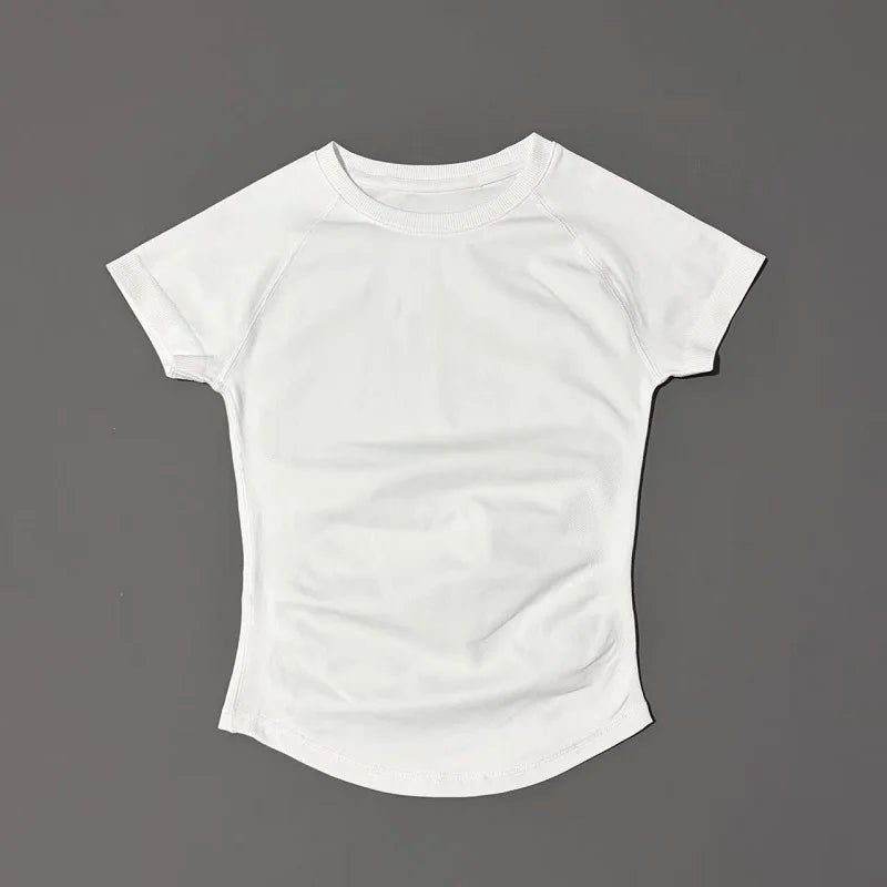 Sport Short Sleeve Top Women Running Sports T Shirt Summer Short Sleeve Round Neck Breathable Stretchy Gym Yoga Fitness Top - lily supply