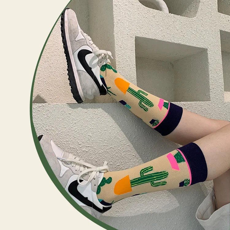 Women's Plant, Hedgehog & Sloth Print Socks – Trendy Casual Socks - lily supply