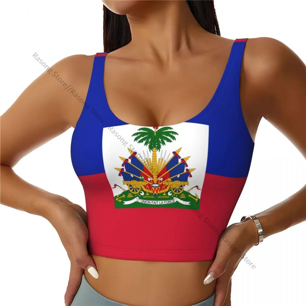 Women Sexy Sports Vest Flag Of Haiti Female Streetwear Sport Lingerie Tee Crop Top - lily supply