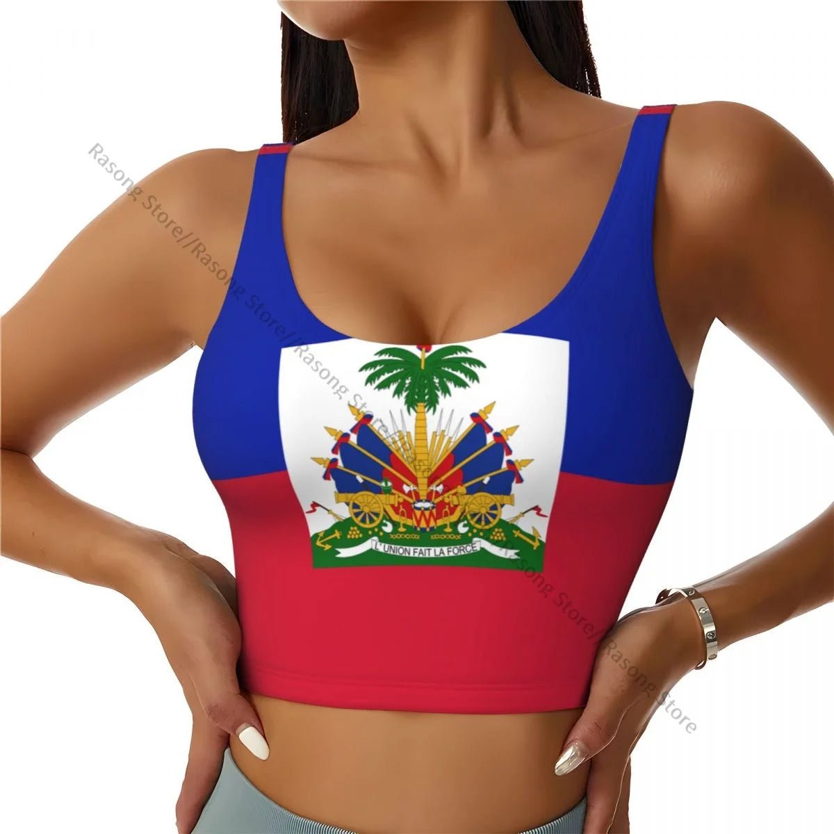 Women Sexy Sports Vest Flag Of Haiti Female Streetwear Sport Lingerie Tee Crop Top - lily supply