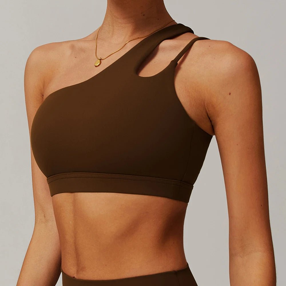 Women Shockproof Sport Bra Women's Beautiful Back Gym Sports Underwear Women Oblique Shoulder Straps Running Fitness Yoga Bra ﻿ - lily supply