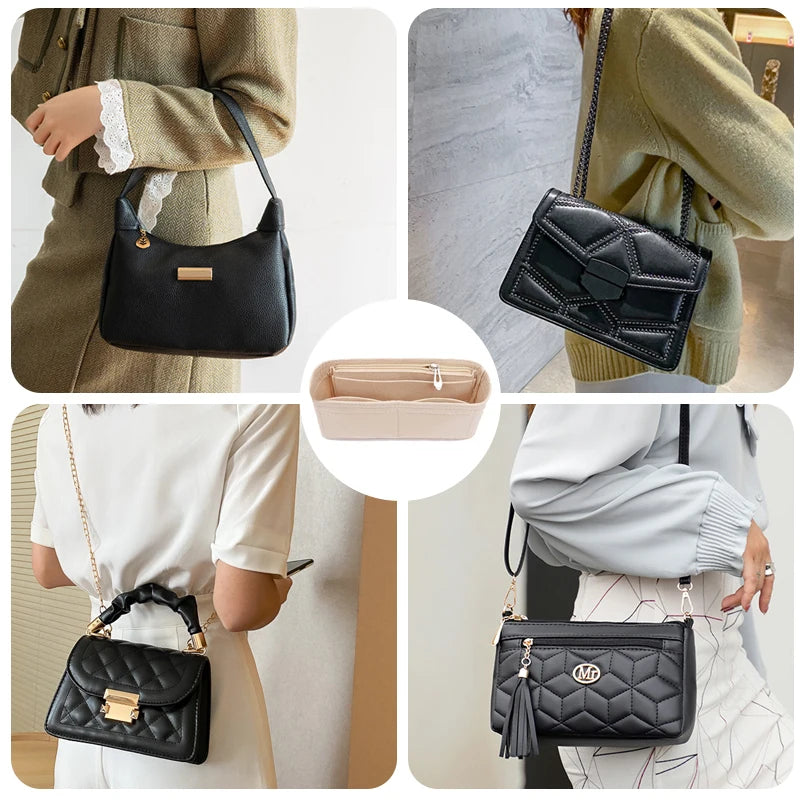 Bag Organiser Insert Liner - Multi-Pocket Small Tote Inner Bag