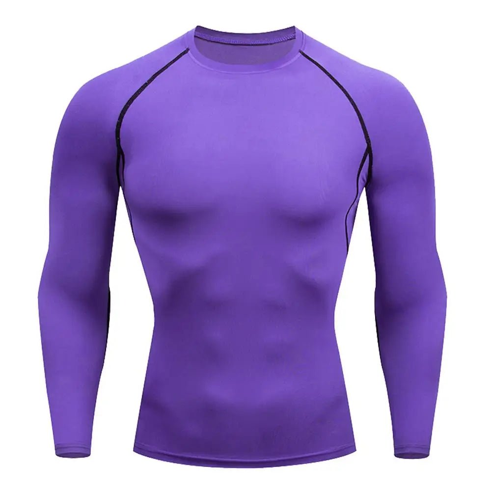 Men Bodybuilding Sports T-Shirt Quick Dry Running Shirt Long Sleeve Compression Top Gym T Shirt Men Fitness Tight Rashgad - lily supply