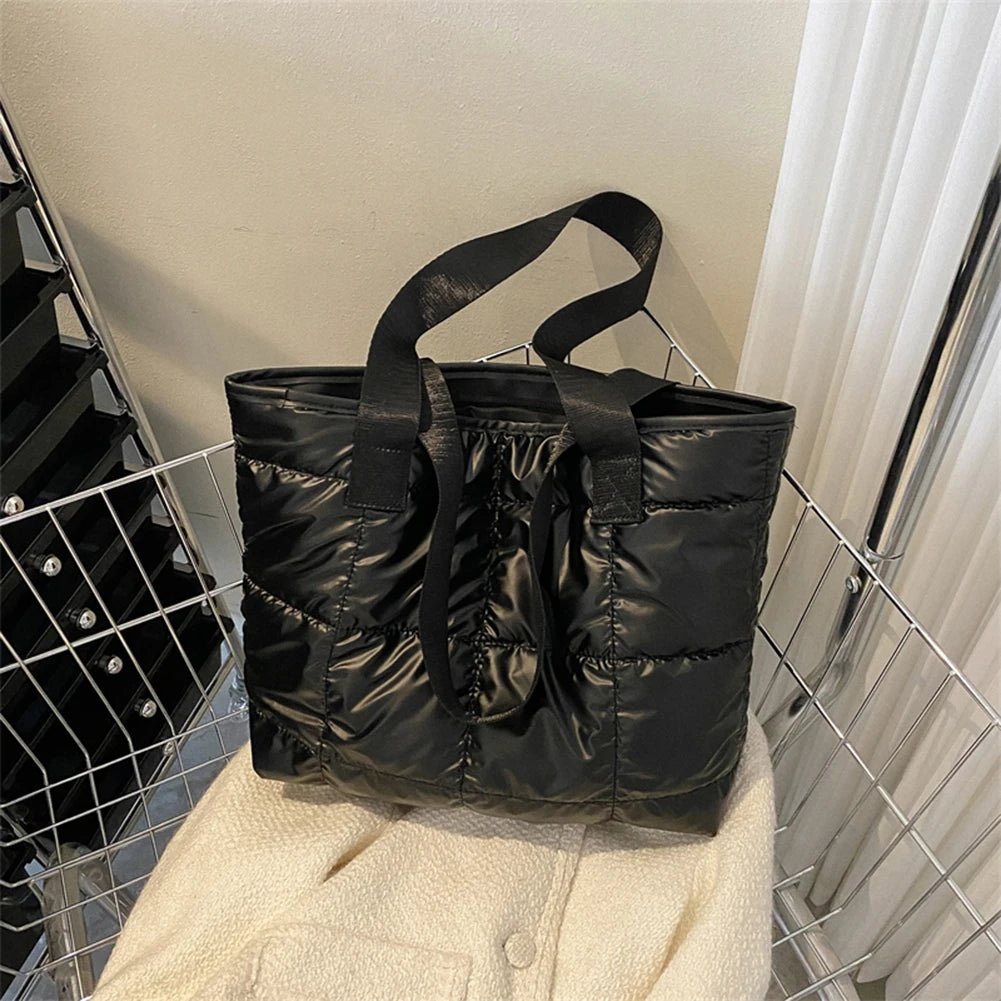 Women's Quilted Cotton Padded Handbag - Large Capacity Rhombus Shopping Tote - lily supply
