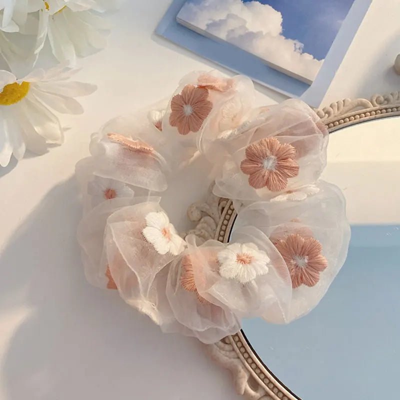 Oversized Organza Chiffon Scrunchie - Korean Large Elastic Hair Bands - lily supply