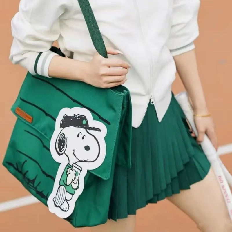 Snoopy Canvas Tote Shoulder Bag - Large Capacity Casual Girls Travel Bag