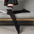 Women Over Knee Thigh High Socks - Pink & Black - lily supply