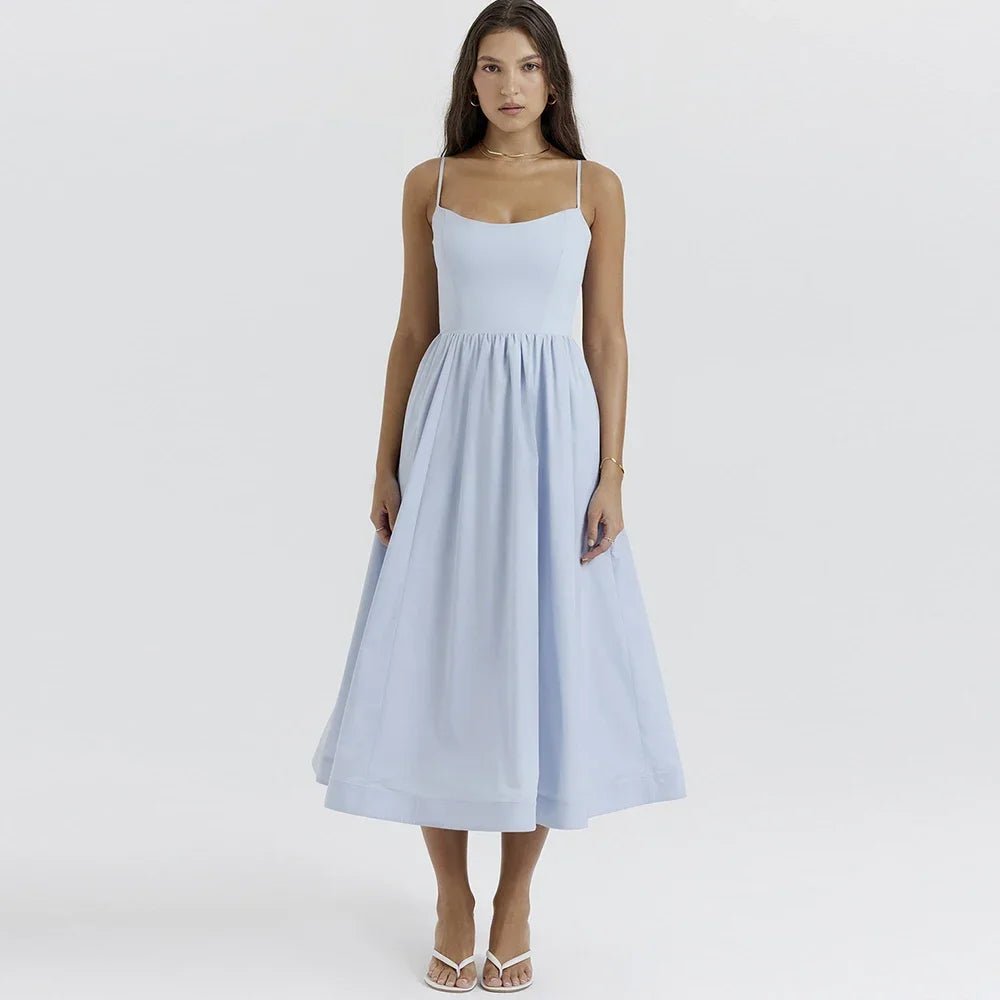 2025 Women's Dresses Pink Elegant and Pretty Midi White Vacation Dress Spaghetti Strap Beach Dress A Line Party Dresses - lily supply