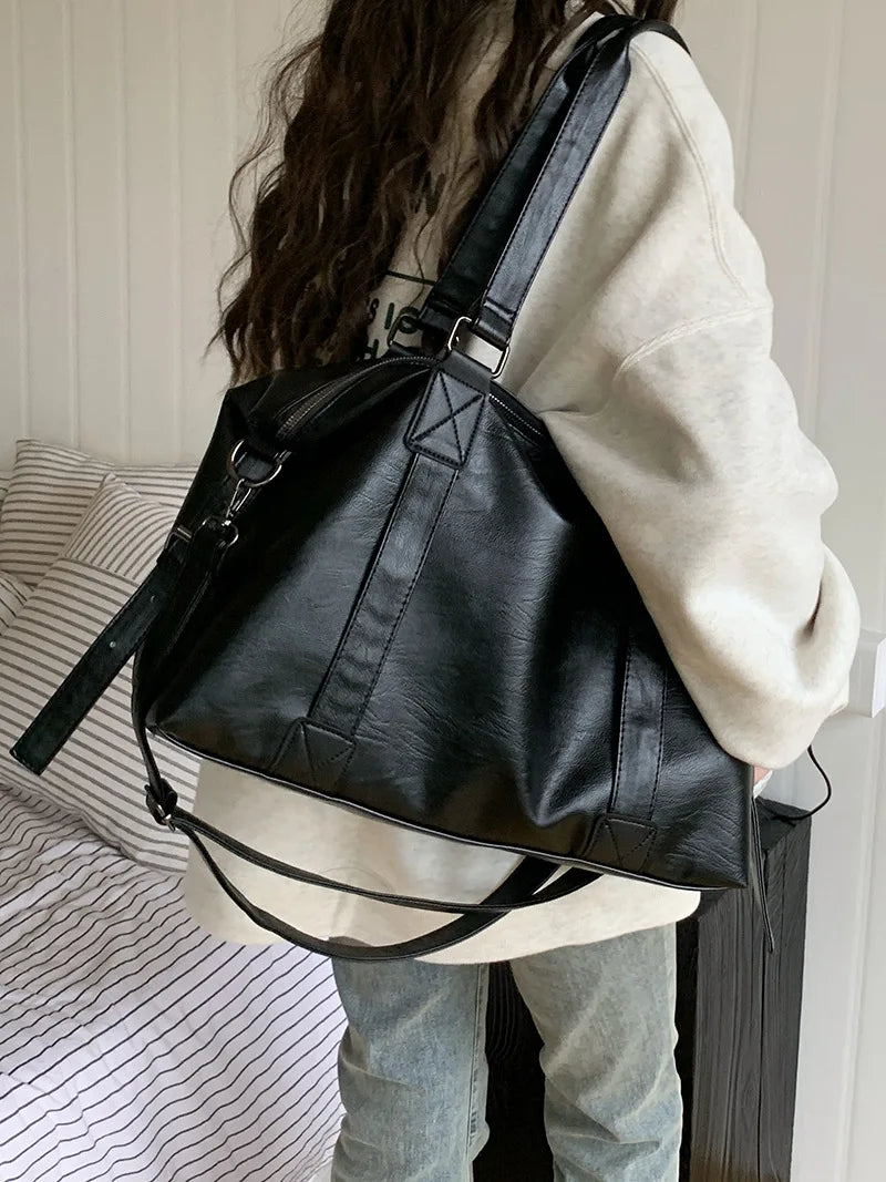 Women's Leather Vintage Shoulder Messenger Bag - Solid Simplicity Handbag