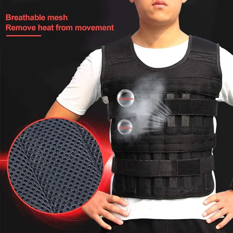 Adjustable 20KG Weighted Training Vest - Strength Endurance Running Fitness Jacket