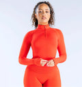 Women's Half Zip Seamless Sports Yoga Top - Long Sleeve Gym Fitness Pilates Shirt