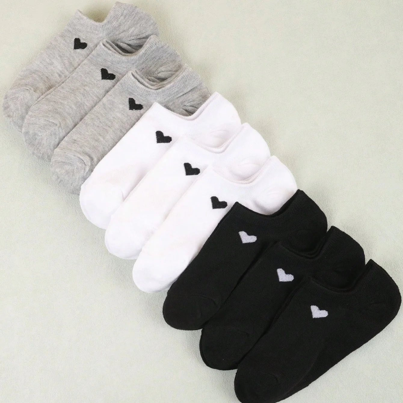 Women's Heart Pattern No - Show Socks – Invisible Ankle Socks - lily supply