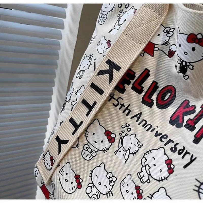 Sanrio Hello Kitty Canvas Tote Bag - Large Capacity Y2K Shoulder Bag