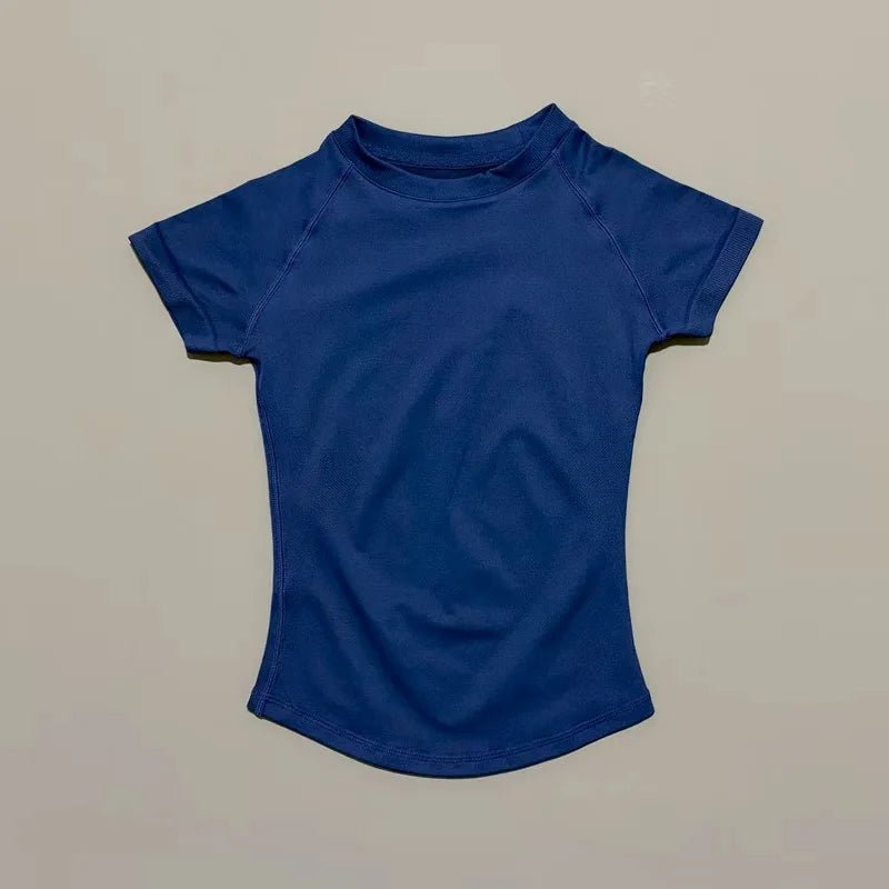 Sport Short Sleeve Top Women Running Sports T Shirt Summer Short Sleeve Round Neck Breathable Stretchy Gym Yoga Fitness Top - lily supply