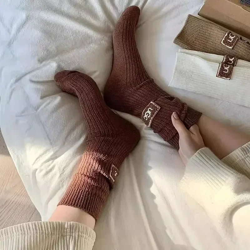 Women's Furry Heel Knitted Snow Boot Socks – Cosy Winter Boot Socks - lily supply