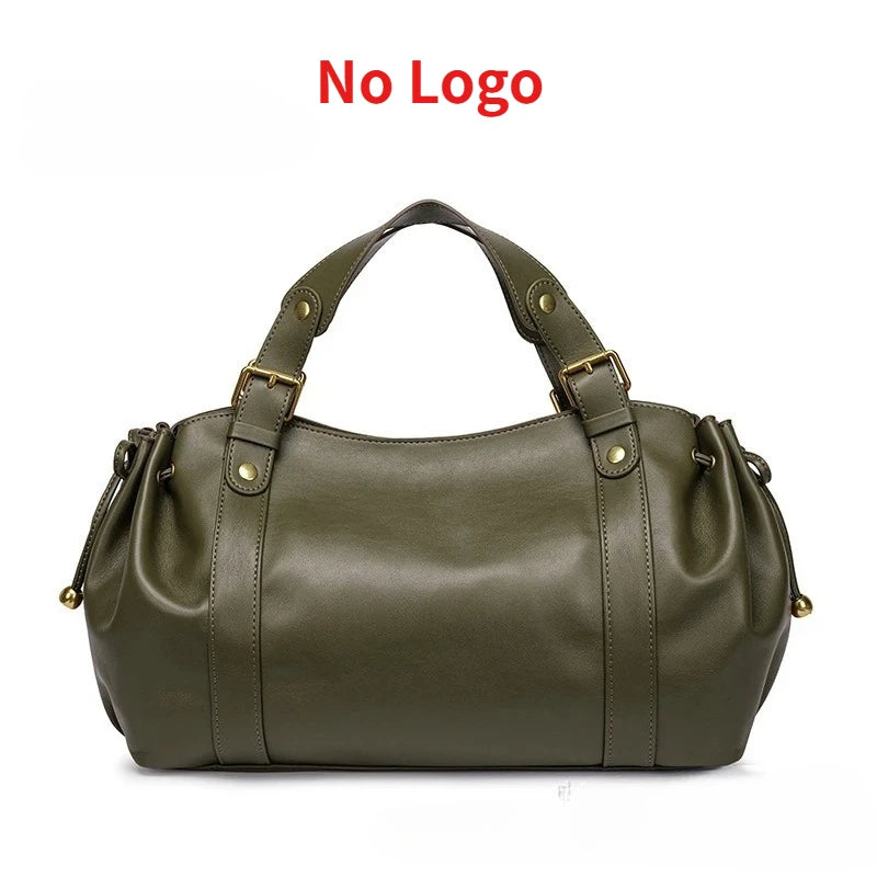Women's Crossbody Simple Handbag Commuter Shoulder Boston Bag Stylish Versatile Work Bag Soft Polyester Interior