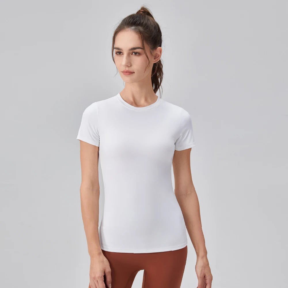 2024 Women Sports Shirt Tight Yoga top Quick Dry Gym Top Outdoor Short Sleeve Running Sportswear Women T-shirts - lily supply