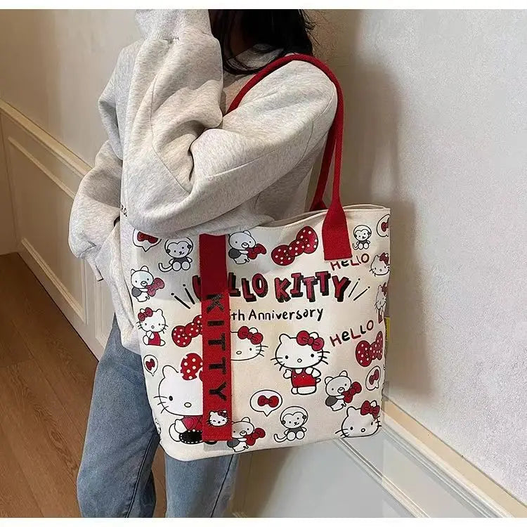 Sanrio Hello Kitty Canvas Tote Bag - Large Capacity Y2K Shoulder Bag