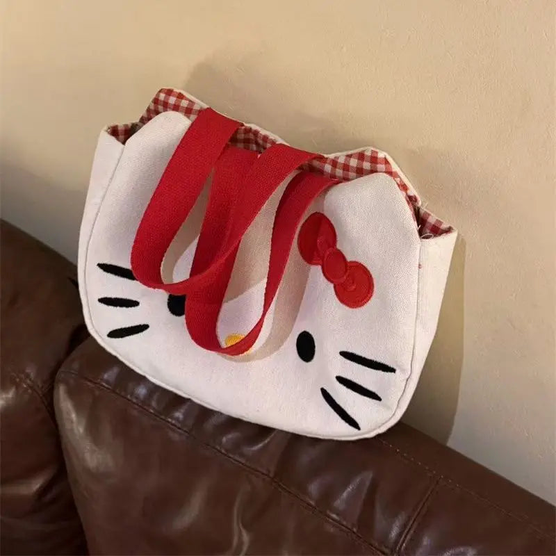 Cute Cartoon Canvas Tote Bag - Large Capacity Women Daily Commute Shoulder Bag