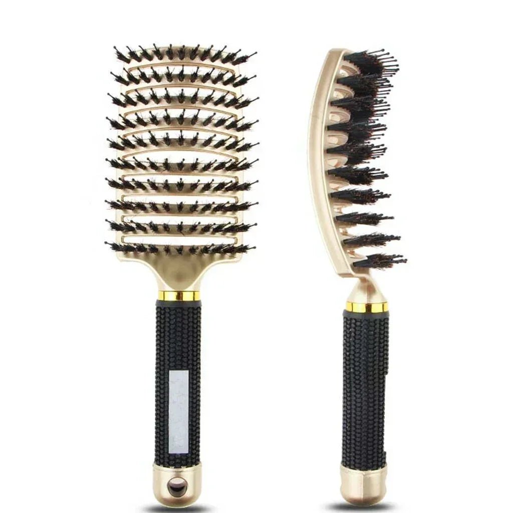 Boar Bristle Nylon Scalp Massage Comb - Wet Curly Detangle Salon Brush - lily supply