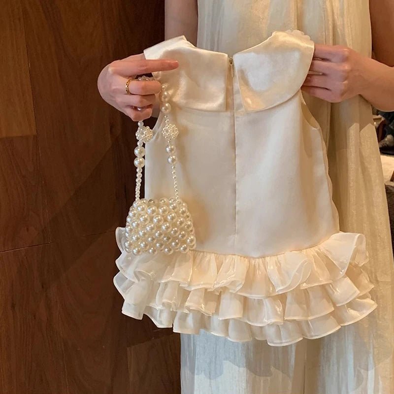 Baby Girls Lace Bow Dress - Birthday & Wedding Princess Gown