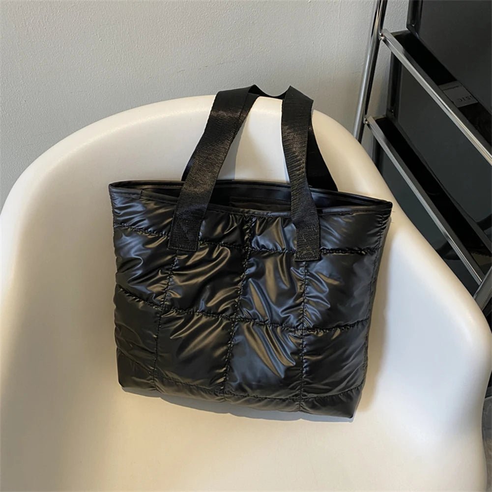 Women's Quilted Cotton Padded Handbag - Large Capacity Rhombus Shopping Tote - lily supply