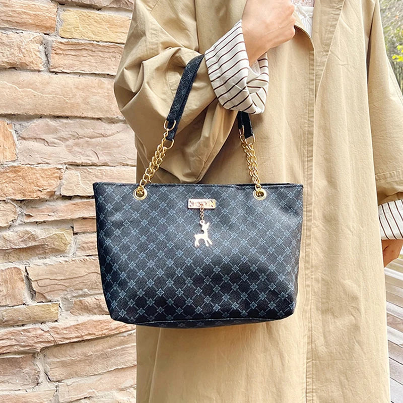 Women's Large Capacity Luxury Print Tote Bag - Trendy Shoulder Purse