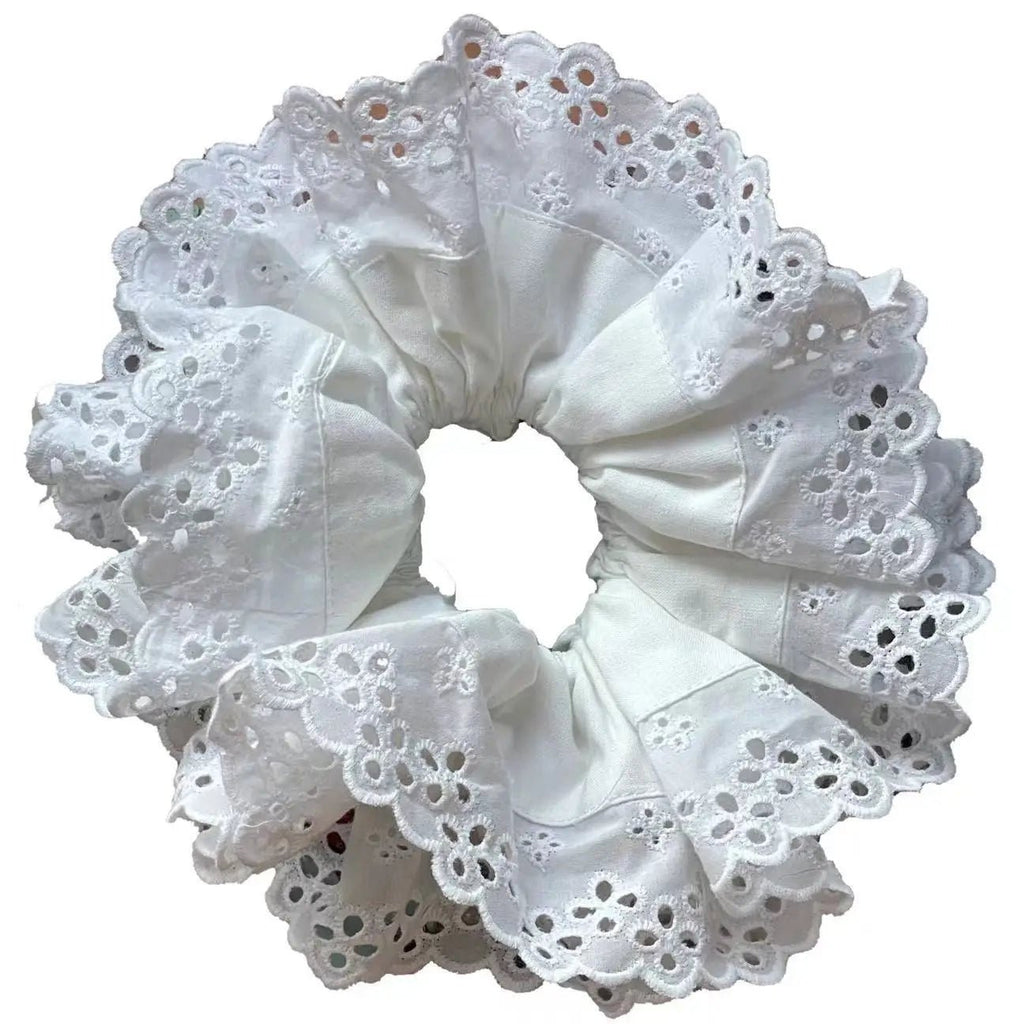 Oversized Lace French Hair Scrunchie - Elastic Ponytail Holder Headband - lily supply