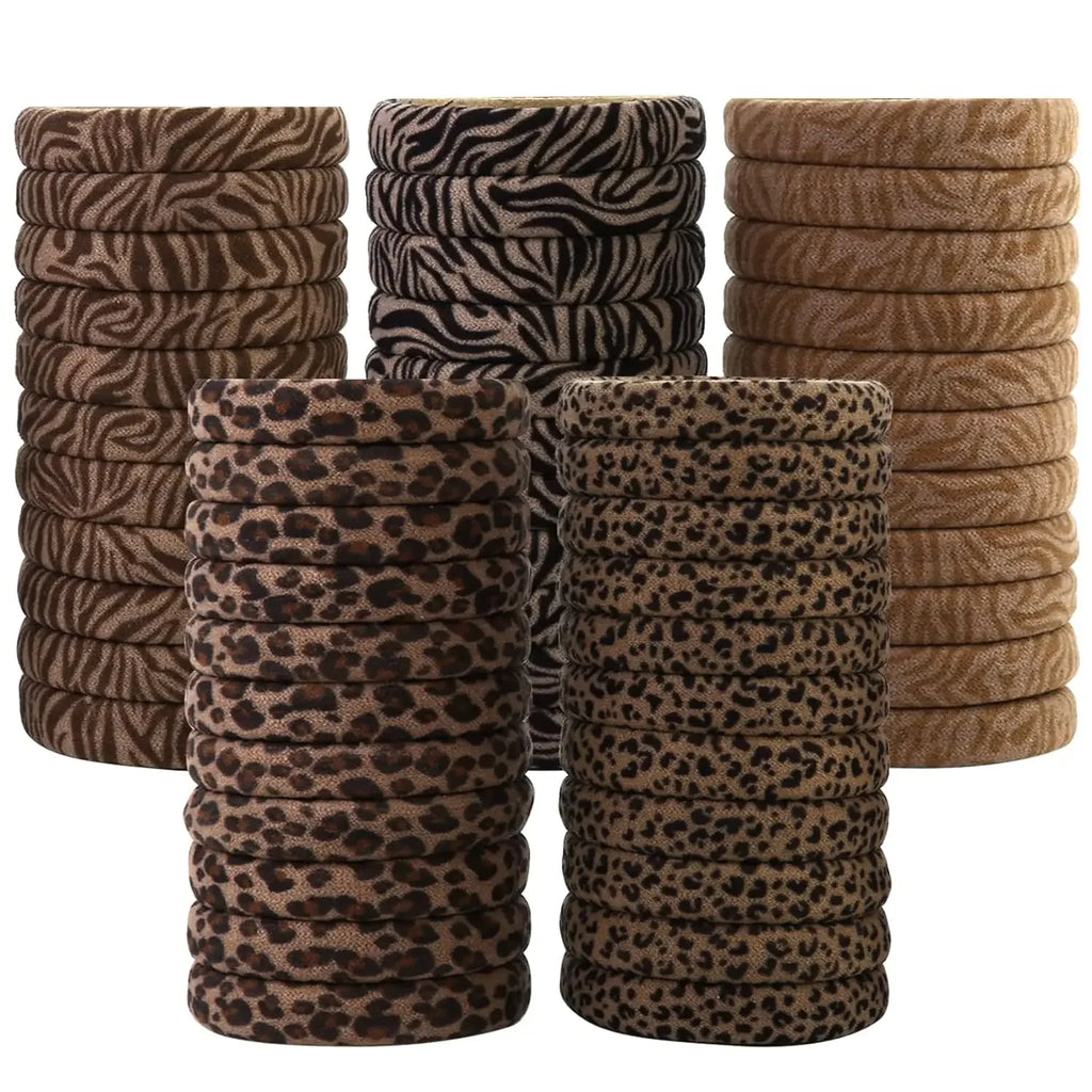 5pcs Leopard Print High Elastic Scrunchie Hair Ties - Ponytail Holders - lily supply