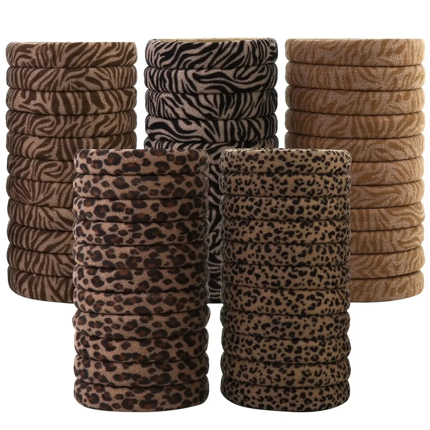 5pcs Leopard Print High Elastic Scrunchie Hair Ties - Ponytail Holders - lily supply