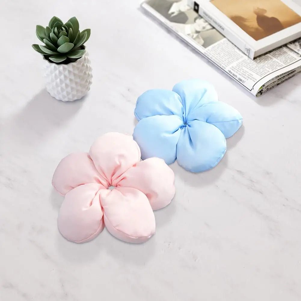 Pink Flower Sponge Scrunchie Hair Tie - Sweet Girl Hair Accessory - lily supply