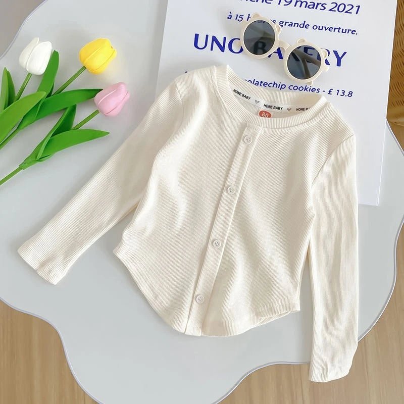 2 - 10Y Girls Shirt Spring Autumn New Children Long Sleeve T-shirt Solid Color Fashionable Baby Slimming Tops Girls Base Shirts - lily supply