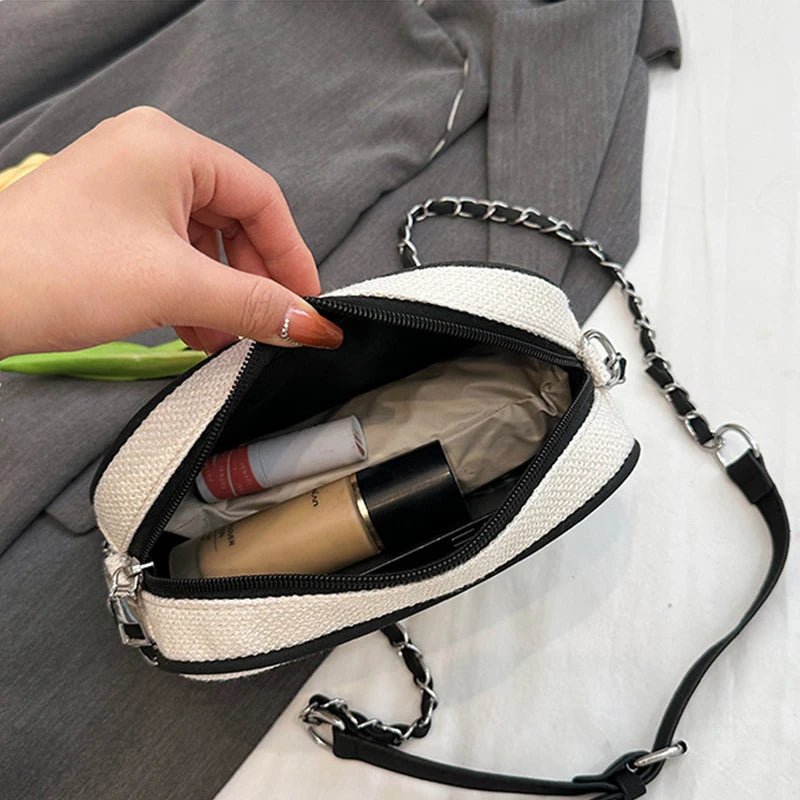 Women's Luxury Chain Canvas Shell Shoulder Bag - Designer Crossbody Purse - lily supply
