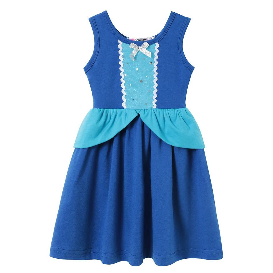 Children's Casual Dress for Girls Mermaid Rapunzel Dress One - Shoulder Sling Short Sleeve Princess Costume Summer Casual Vest - lily supply