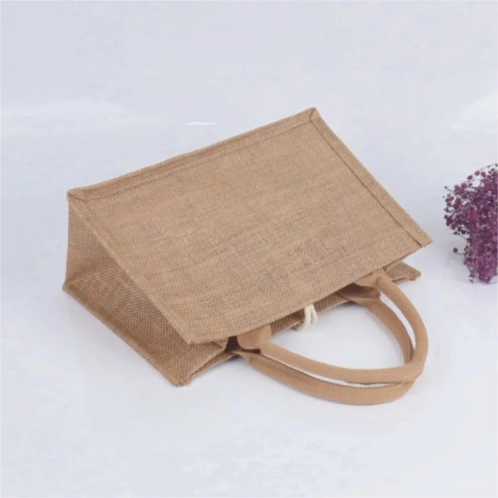 Women's Linen Burlap Beach Tote Bag - Eco Portable Shoulder Handbag