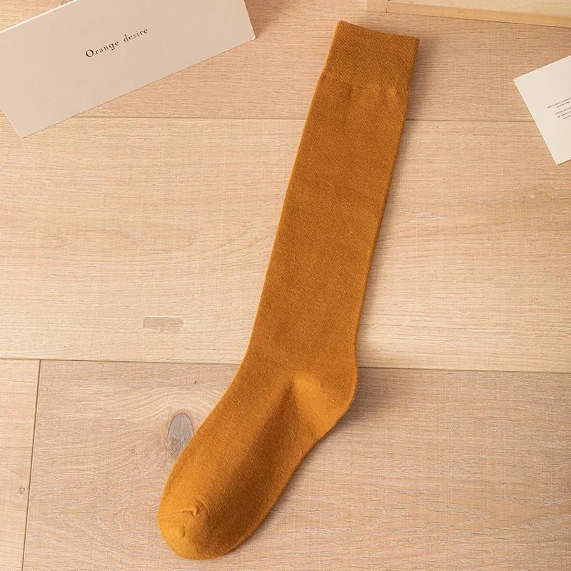 Women's JK Cotton Knee High Socks - Black White Slimming Japanese Korean Style - lily supply