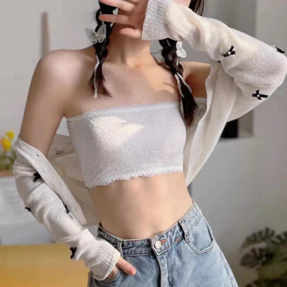 Women's Strapless Lace Bralette Crop Top