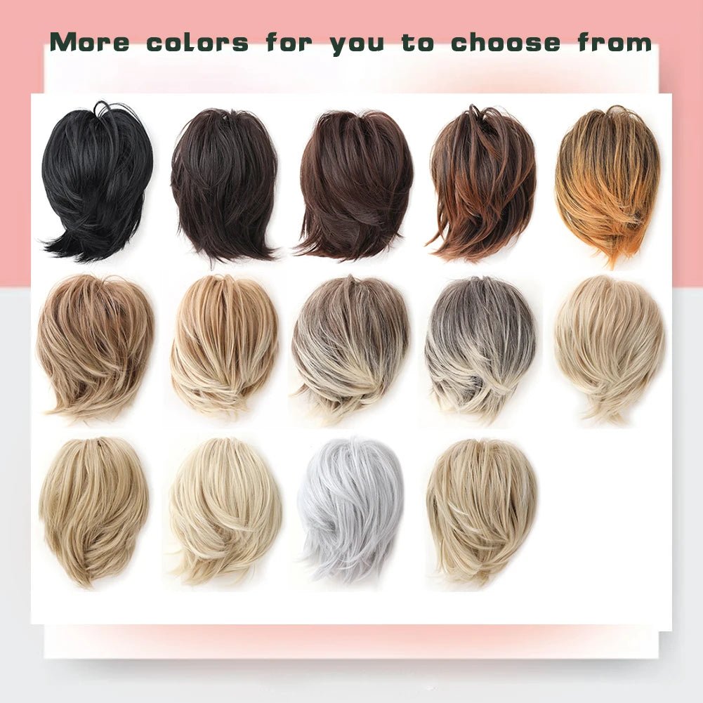 Short Straight Synthetic Messy Bun Hair Extensions - Elastic Scrunchies - lily supply