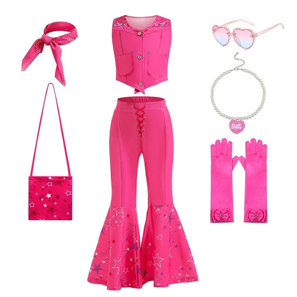 Girls Cowgirl Dress Girls Costume for Kids Girls Cosplay Birthday Party Princess Pink Halloween Carnival For Girls Top Trousers - lily supply