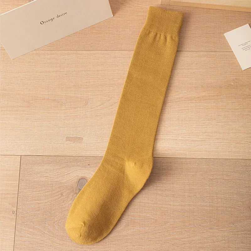 Women's JK Cotton Knee High Socks - Black White Slimming Japanese Korean Style