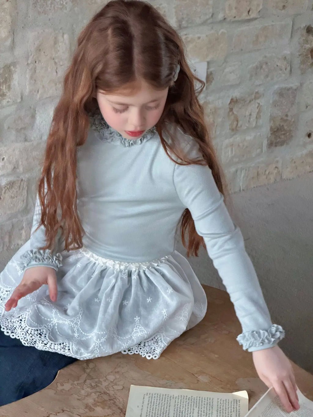 Girls Lace Base T-shirts 2026 Spring and Autumn New Girls Solid Long Sleeve Top Versatile Base Top - lily supply