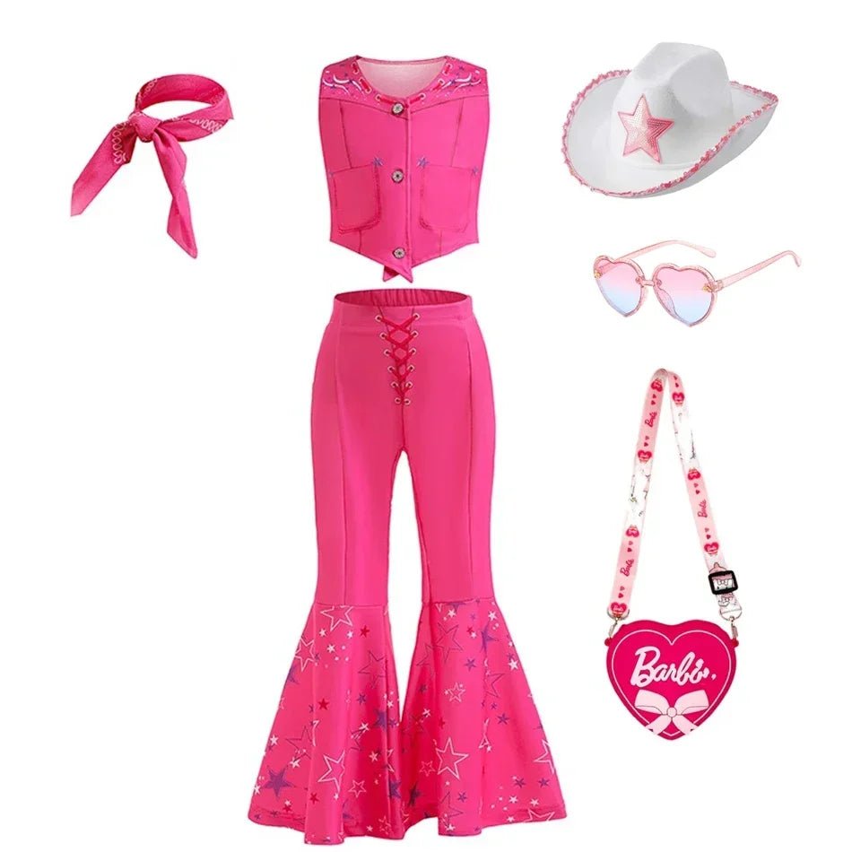 Girls Cowgirl Dress Girls Costume for Kids Girls Cosplay Birthday Party Princess Pink Halloween Carnival For Girls Top Trousers - lily supply